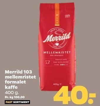 Netto Merrild 103 mellemristet formalet kaffe tilbud