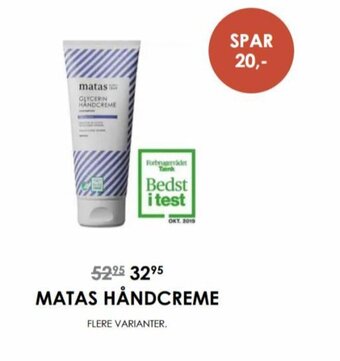 Matas MATAS HÅNDCREME tilbud