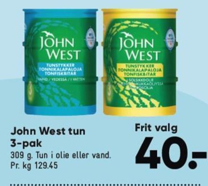Bilka John West tun 3-pak tilbud
