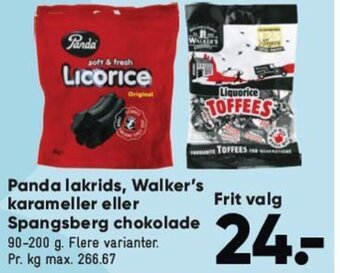 Panda lakrids, Walker's karameller eller Spangsberg chokolade