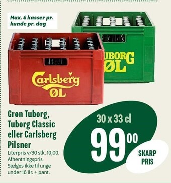 Min Købmand Grøn tuborg, tuborg classic eller carlsberg pilsner tilbud