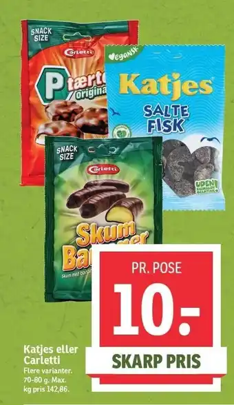 SPAR Katjes eller carletti tilbud