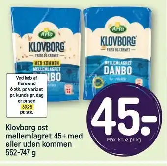 REMA 1000 Klovborg ost tilbud