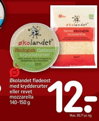 REMA 1000 Økolandet flødeost med krydderurter eller revet mozzarella tilbud