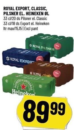 Løvbjerg Royal export, classic, pilsner el. heineken øl tilbud