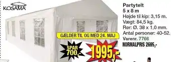 Harald Nyborg Kosama partytelt 5 x 8 m tilbud
