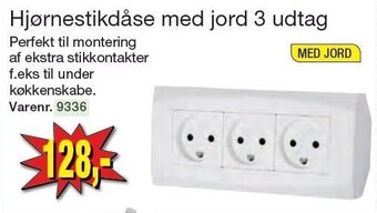 Harald Nyborg Hjørnestikdåse med jord 3 udtag tilbud