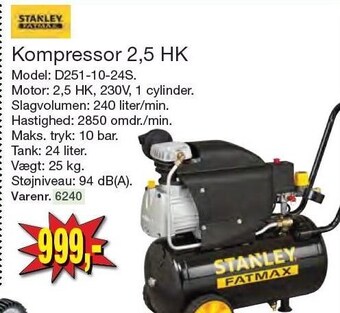 Stanley fatmax kompressor 2,5 hk