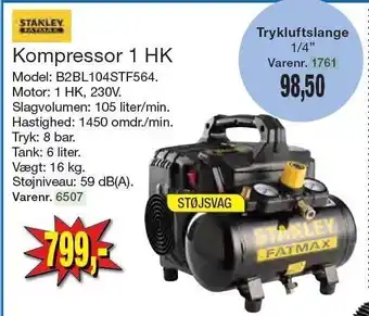 Harald Nyborg Stanley fatmax kompressor 1 hk eller trykluftslange 1/4 tilbud