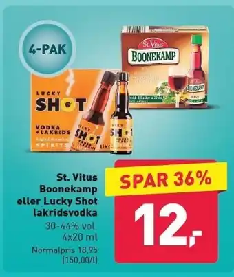 ALDI St. vitus boonekamp eller lucky shot lakridsvodka tilbud