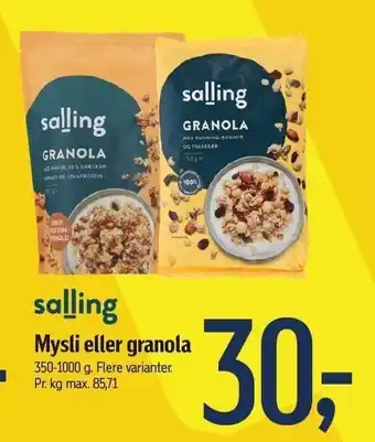 Føtex Mysli el. granola tilbud