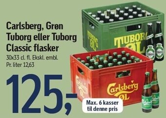 Føtex Carlsberg, grøn tuborg el. tuborg classic flasker tilbud