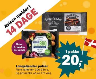 Kvickly Langelænder pølser tilbud