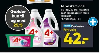 Bilka A+ vaskemiddel tilbud