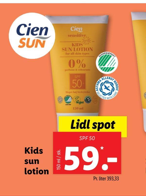 Kids sun lotion tilbud hos Lidl