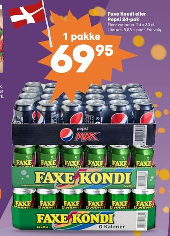SuperBrugsen Faxe kondi eller pepsi 24-pak tilbud