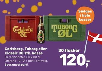 SuperBrugsen Carlsberg, tuborg eller classic 30 stk. kasse tilbud