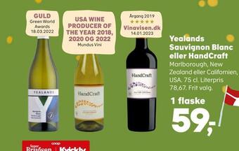 SuperBrugsen Yealands sauvignon blanc eller handcraft tilbud
