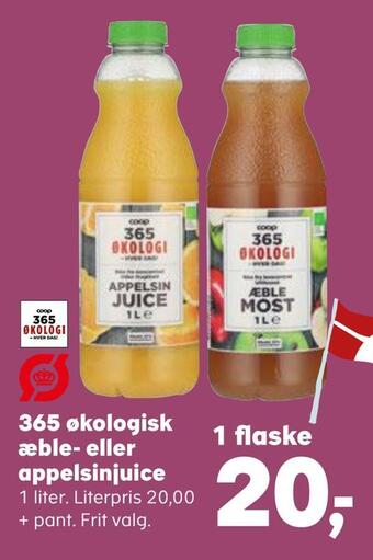 SuperBrugsen 365 økologisk æble- eller appelsinjuice tilbud