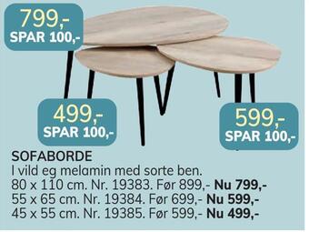 Daells Bolighus Sofaborde tilbud