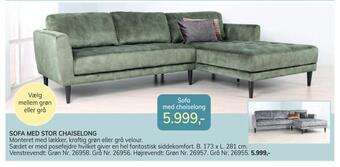 Daells Bolighus Sofa med stor chaiselong tilbud