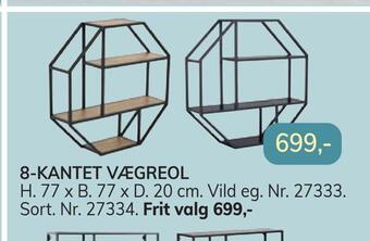 8-kantet vægreol