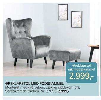 Daells Bolighus Øreklapstol med fodskammel tilbud