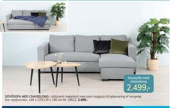 Sovesofa med chaiselong