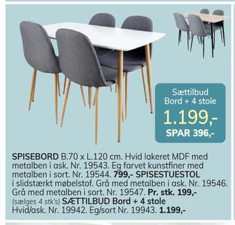 Daells Bolighus Sættilbud bord + 4 stole tilbud