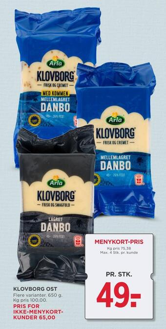 MENY Klovborg ost tilbud