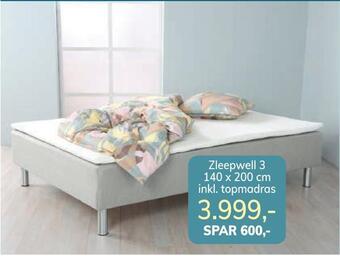 Daells Bolighus Zleepwell 3 140 x 200 cm inkl. topmadras tilbud