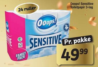 Fakta Tyskland Ooops! sensitive toiletpapir 3-lag tilbud