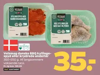 Netto Velsmag danske bbq kyllingespyd eller krydrede underlår tilbud