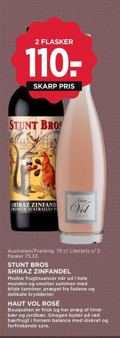 MENY Stunt bros shiraz zinfandel, haut vol rosé tilbud