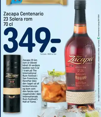 REMA 1000 Zacapa centenario 23 solera rom tilbud