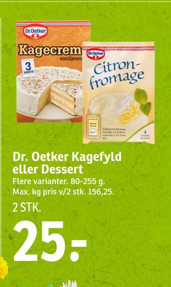 SPAR Dr. oetker kagefyld eller dessert tilbud