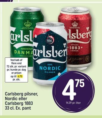 REMA 1000 Carlsberg pilsner, nordic eller carlsberg 1883 tilbud