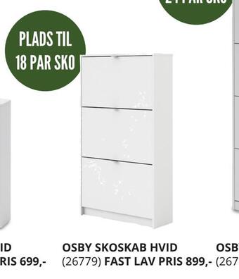My Home Osby skoskab hvid fast lav pris tilbud