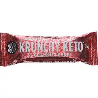 Good good 2 x krunchy keto bars hindbær hvid chokolade 35g