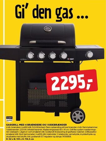 jem & fix GASGRILL MED 4 BRÆNDERE OG 1 SIDEBRÆNDER tilbud