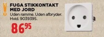 jem & fix FUGA STIKKONTAKT MED JORD Uden ramme. Uden afbryder. Hvid. 9039395. tilbud