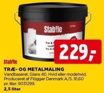 jem & fix Stabile TRÆ- OG METALMALING 2,5 liter tilbud