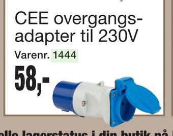 Harald Nyborg Cee overgangs adapter til 230v tilbud