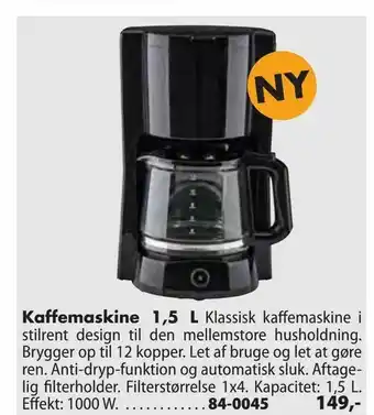 Kaffemaskine 1,5 L