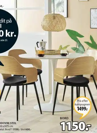 JYSK Ringsted Bord + Hvidovre Stol tilbud
