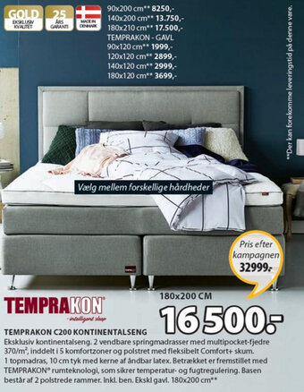 JYSK Temprakon C200 Kontinentalseng 180x200cm tilbud