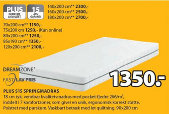 JYSK Plus S15 Springmadras tilbud