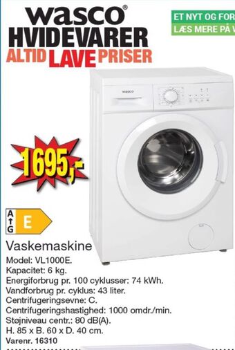 Harald Nyborg Wasco vaskemaskine tilbud