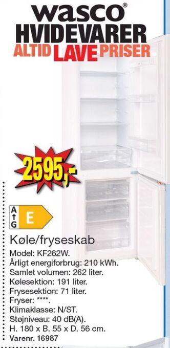 Harald Nyborg Wasco køle/fryseskab tilbud