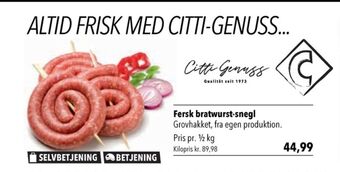 Citti Citti genuss bratwurst tilbud